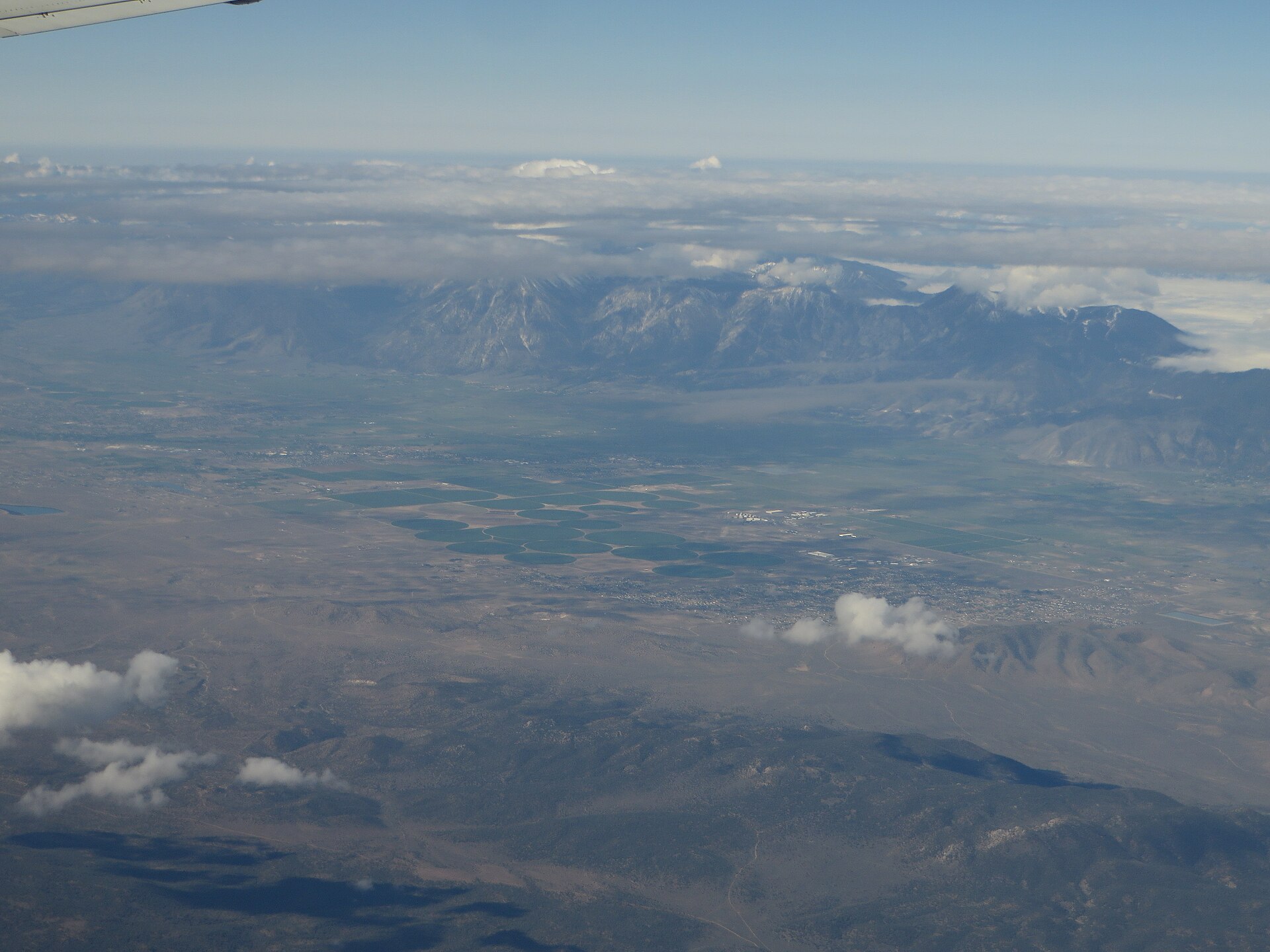 An aerial view across the Carson Valley near Minden and Gardnerville, Douglas County, Nevada.