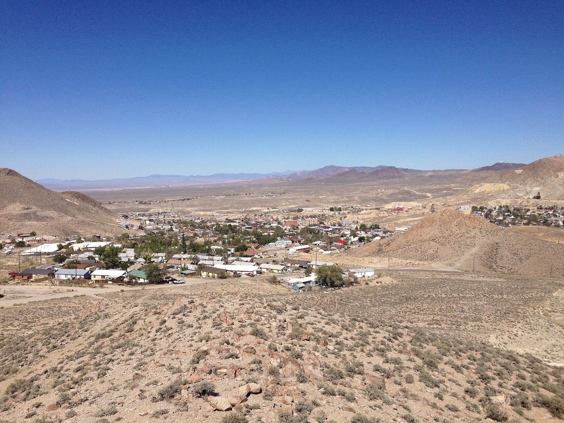A view of Tonopah, the county seat of Nye County, seen from the southwest, Nevada.