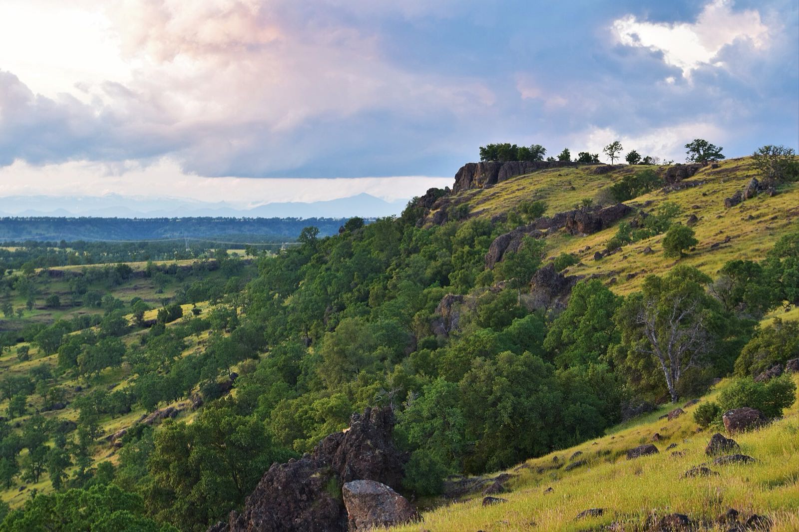 Aerial view of the Sacramento River winding through a canyon at the Sacramento River Bend Outstanding Natural Area near Red Bluff, Tehama County, California